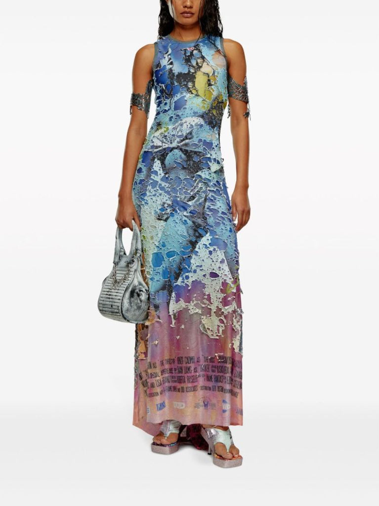 Blue D-leele Jersey Maxi Dress
