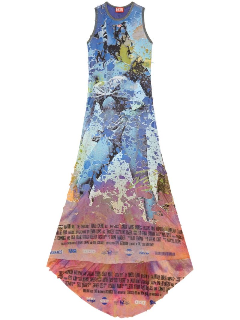 Blue D-leele Jersey Maxi Dress