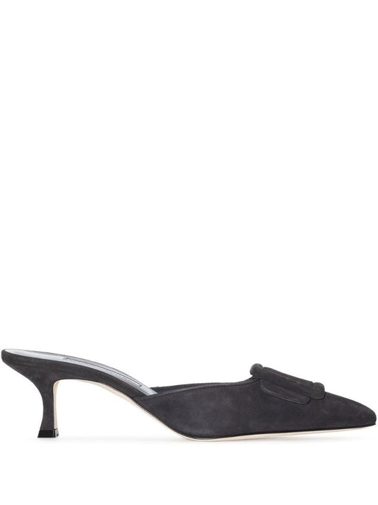 Grey Suede Kitten Heel Mules