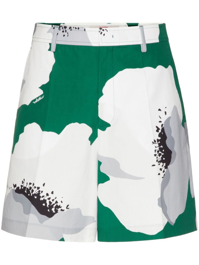 Green Flower Portrait-print Cotton Bermuda Shorts