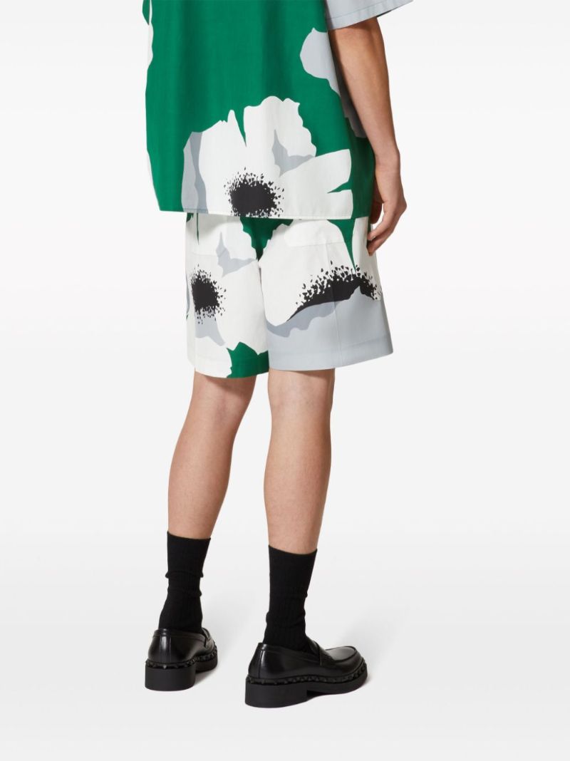 Green Flower Portrait-print Cotton Bermuda Shorts