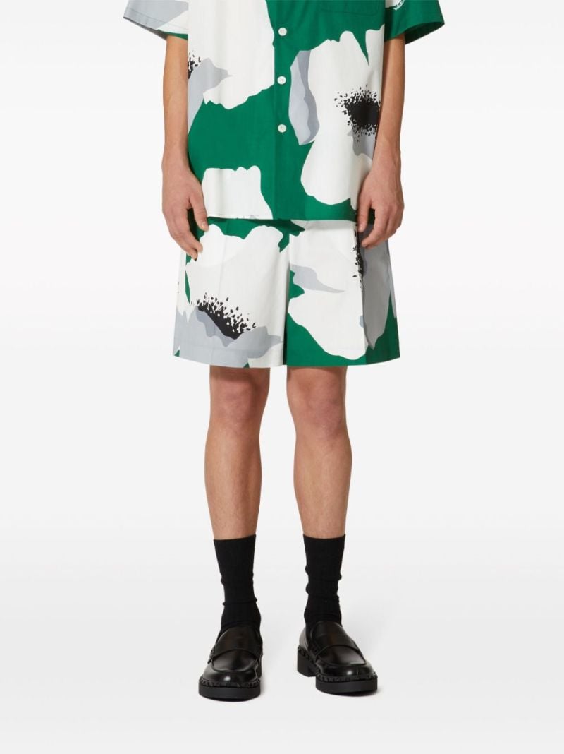 Green Flower Portrait-print Cotton Bermuda Shorts