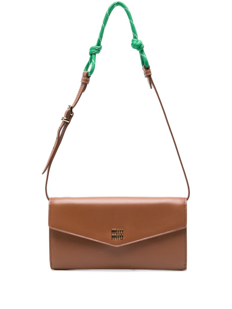 Brown Logo Plaque Leather Shoulder Bag