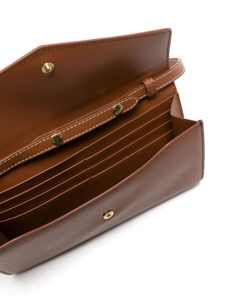 Brown Logo Plaque Leather Shoulder Bag