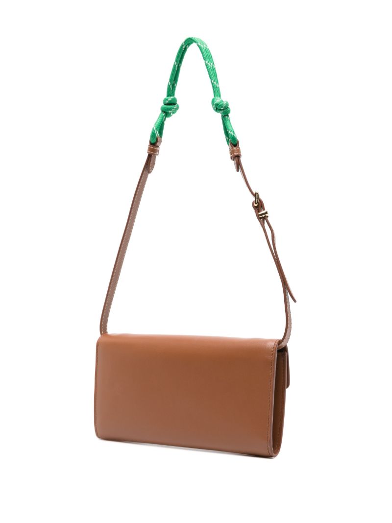 Brown Logo Plaque Leather Shoulder Bag
