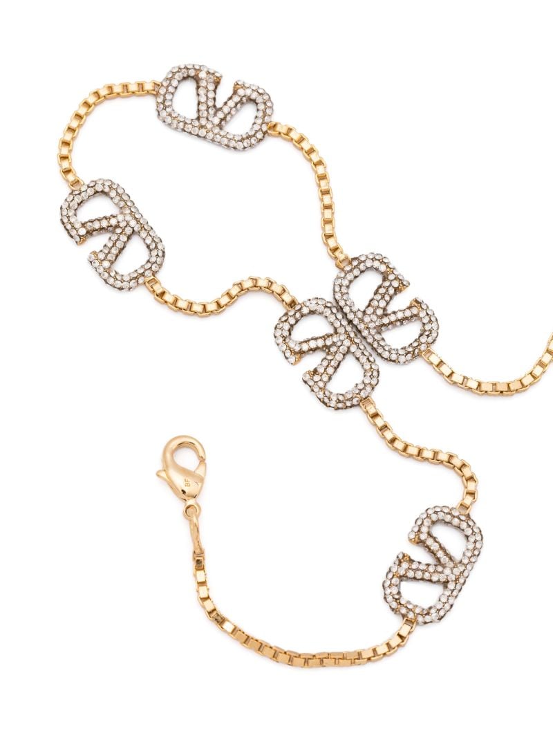 Gold-tone Vlogo Signature Crystal Anklet