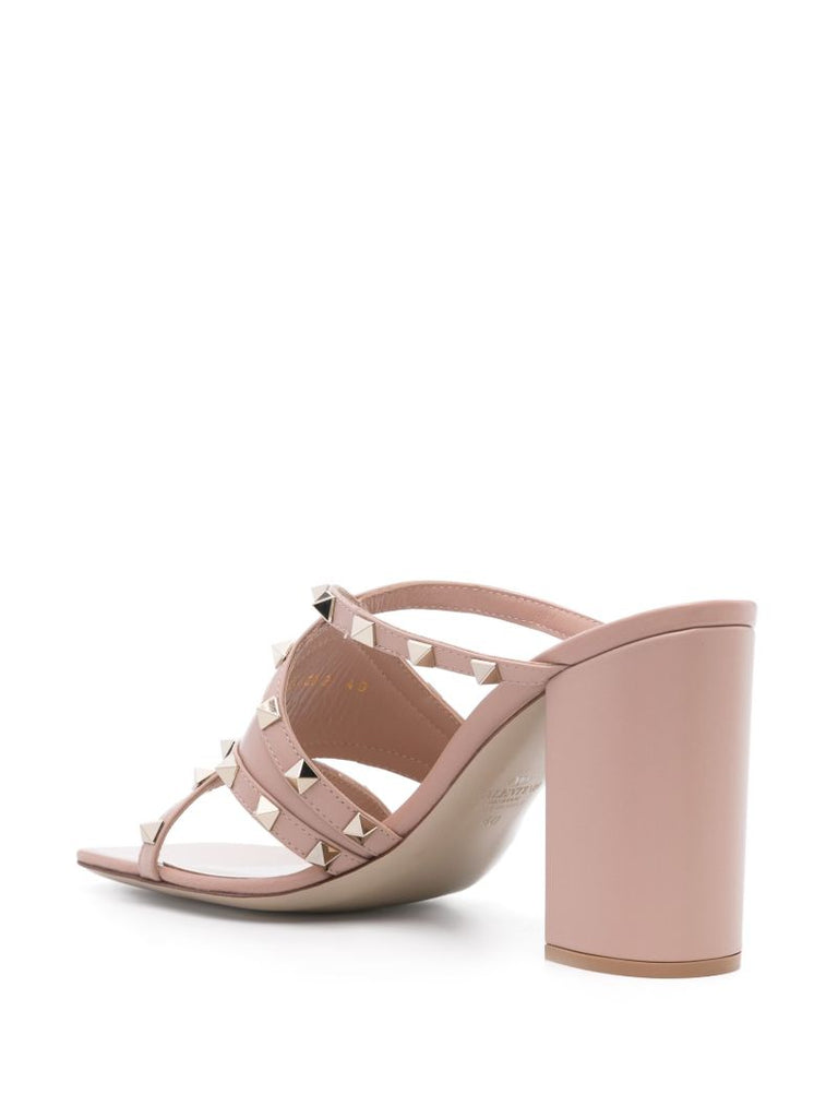 Pink Rockstud 90 Leather Mandals
