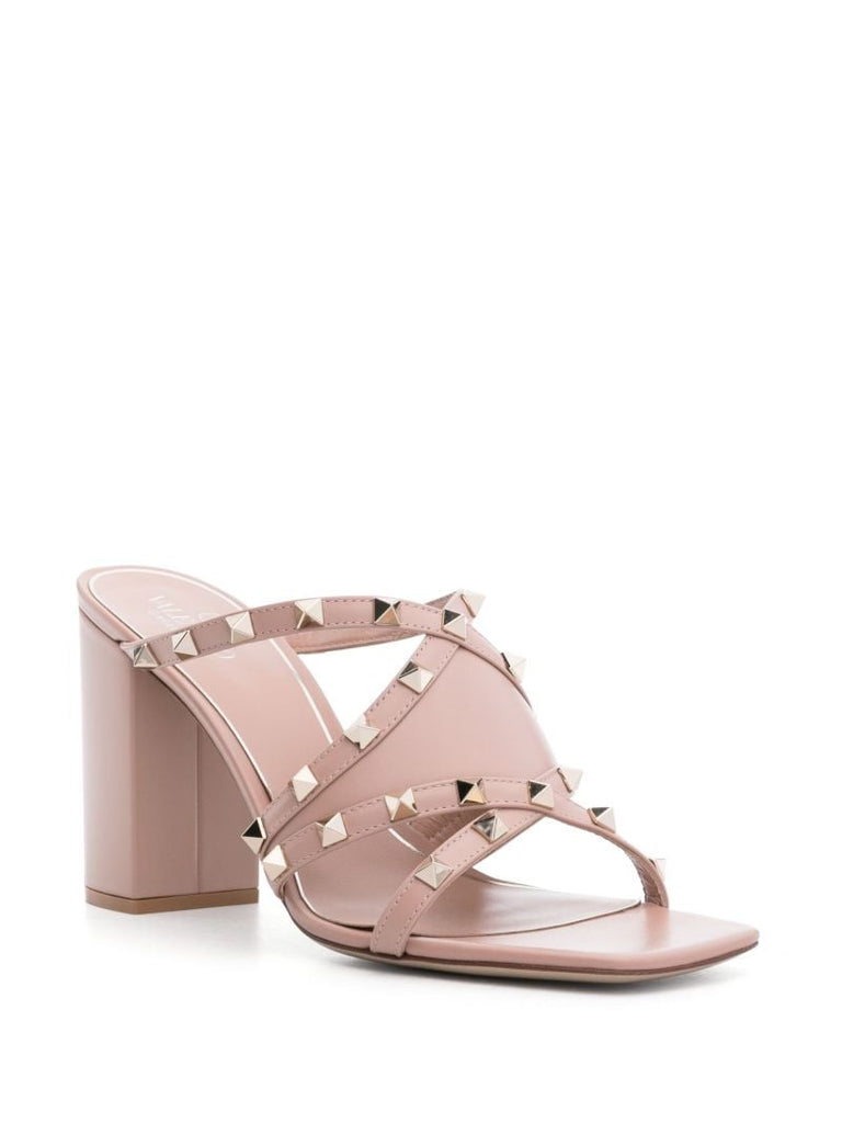 Pink Rockstud 90 Leather Mandals