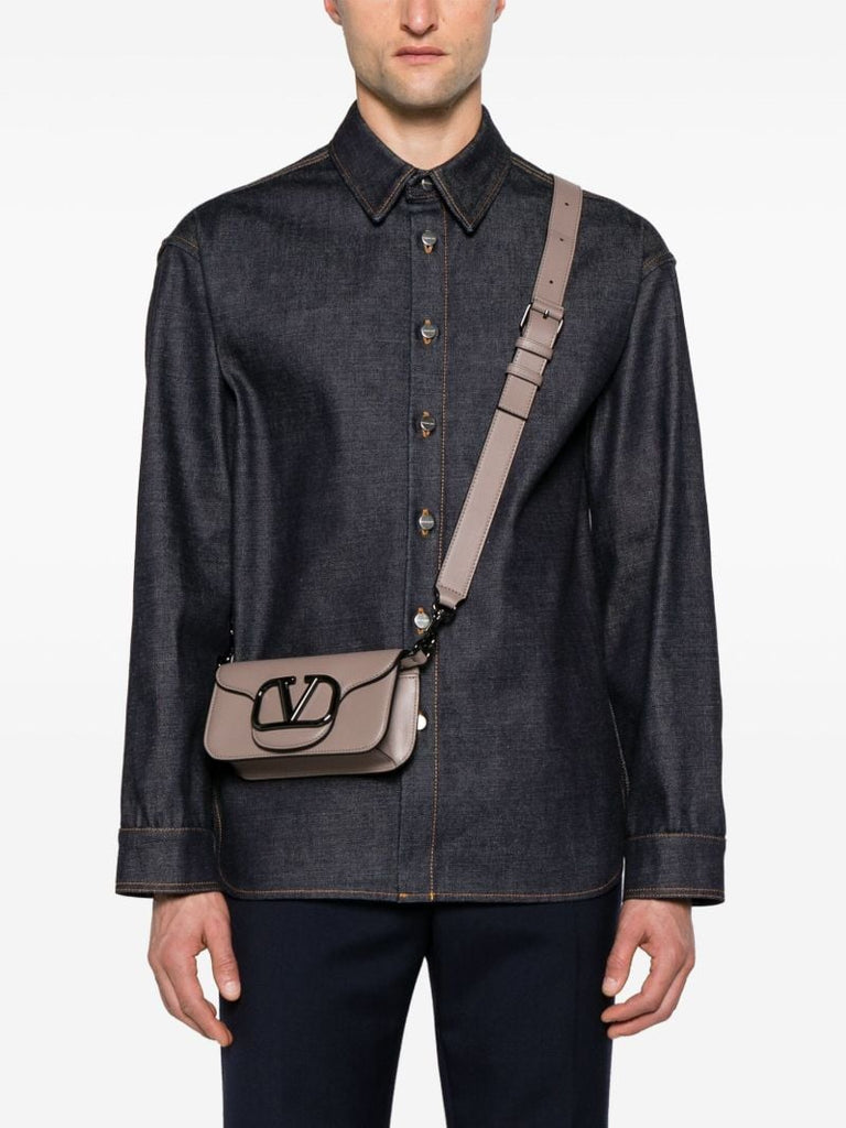 Grey LocÃ_x0083_Â² Leather Shoulder Bag