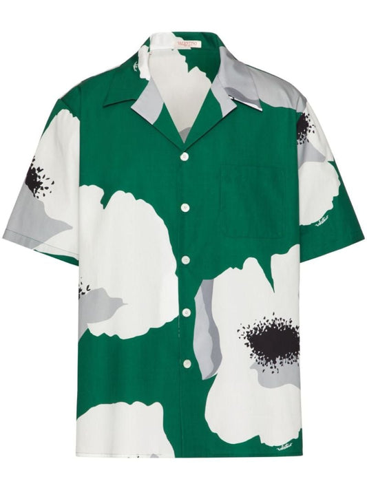 Green Flower Portrait-print Shirt