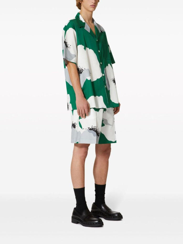 Green Flower Portrait-print Shirt
