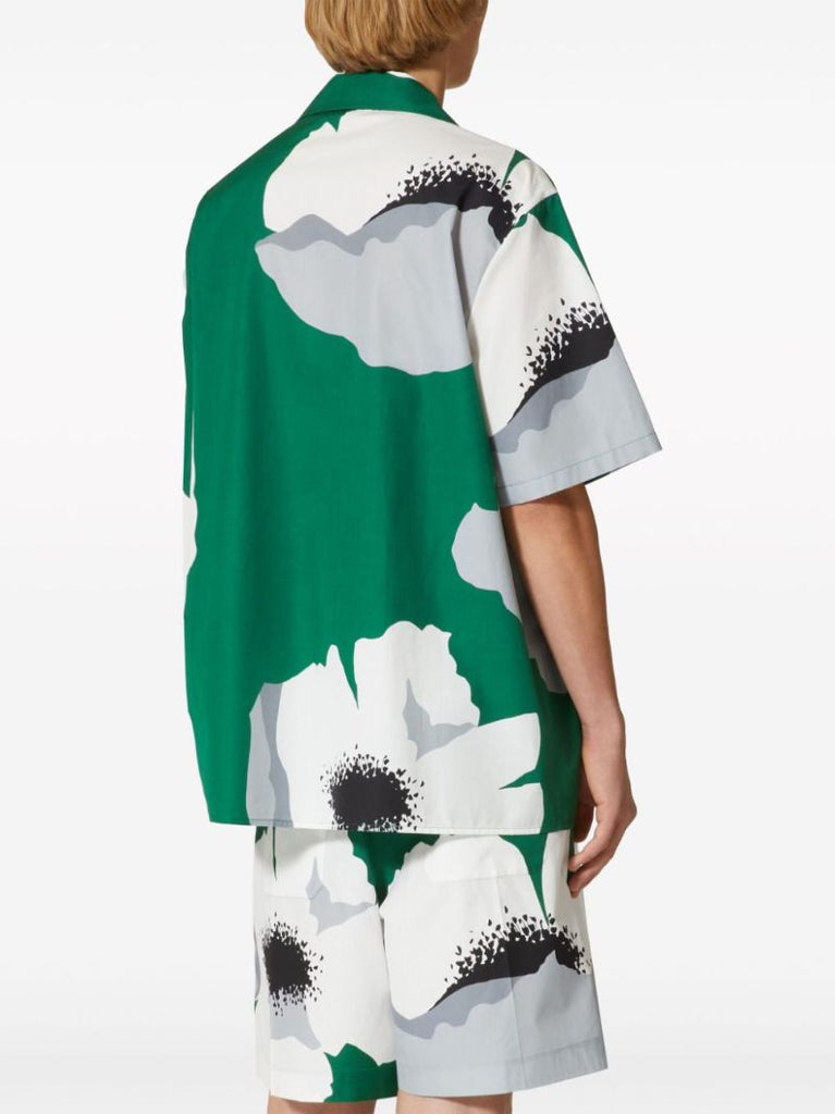 Green Flower Portrait-print Shirt