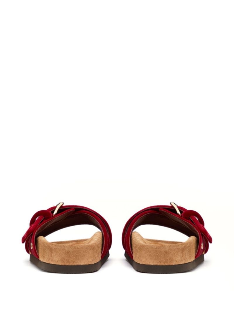 Red Fussfriend Velvet Slides