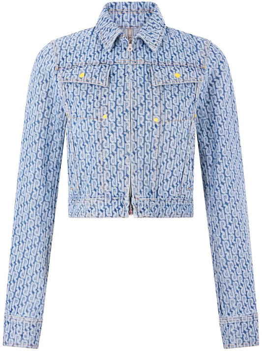 Blue Monogram Print Denim Jacket