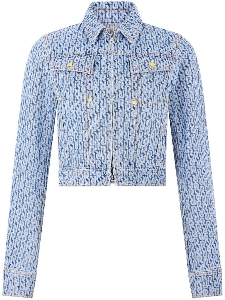 Blue Monogram Print Denim Jacket
