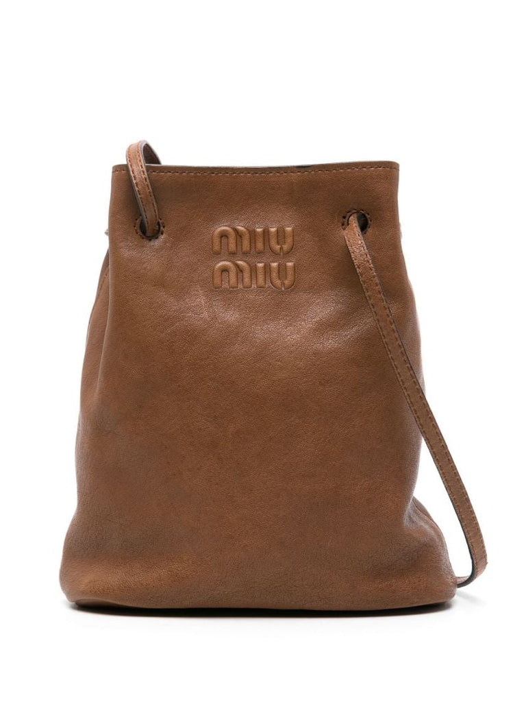 Brown Logo Embossed Bucket Bag