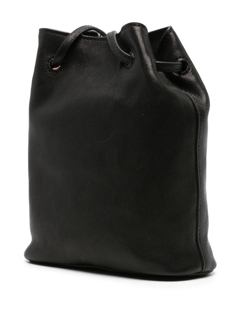 Black Logo-embossed Leather Bucket Bag