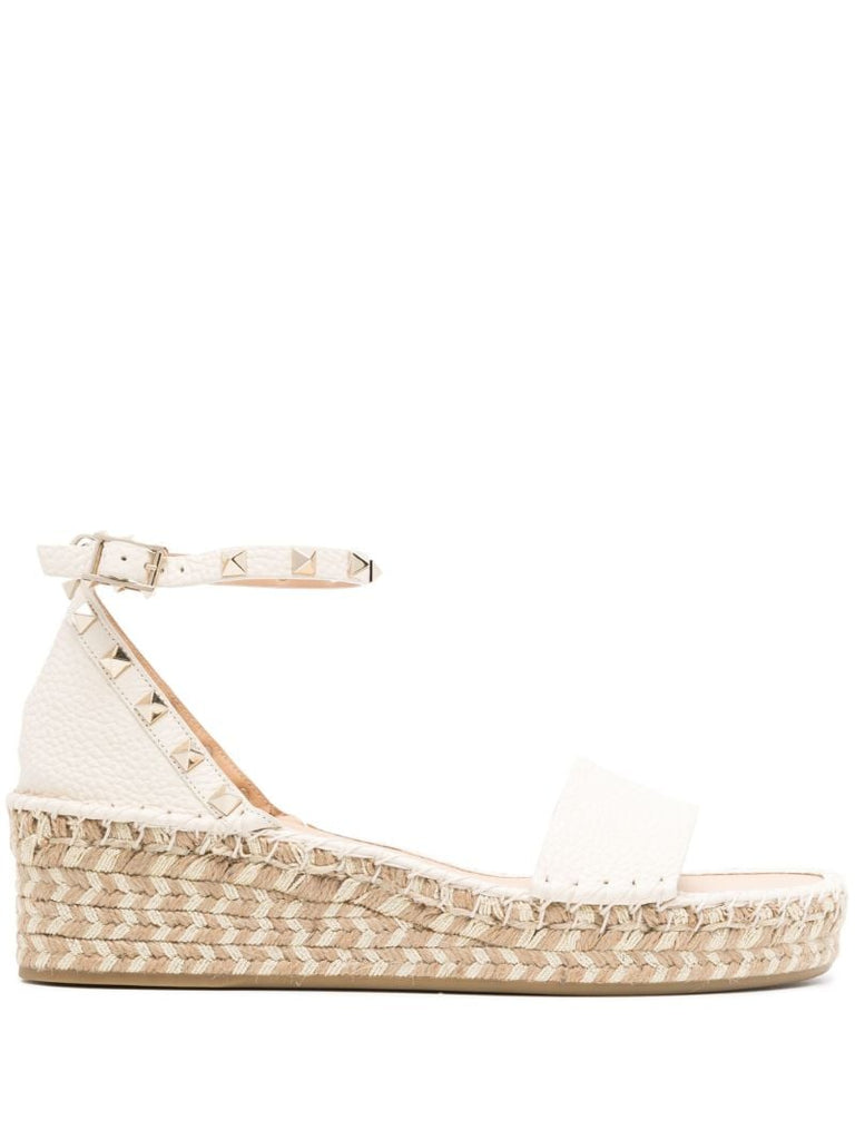 Neutral Rockstud 55 Leather Espadrilles