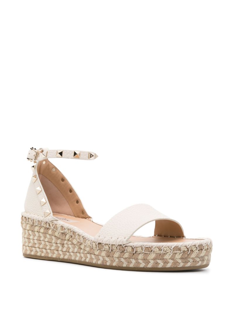 Neutral Rockstud 55 Leather Espadrilles
