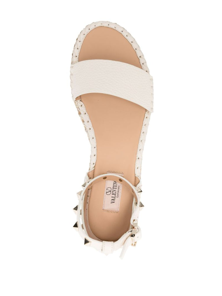 Neutral Rockstud 55 Leather Espadrilles