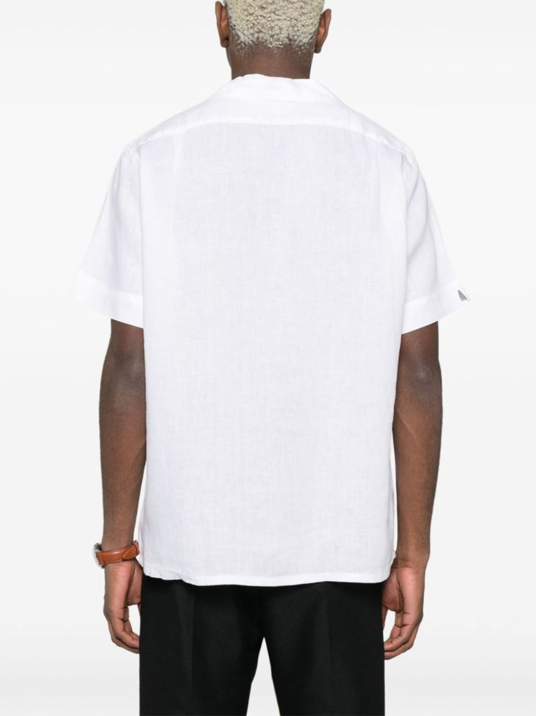 White Polo Pony-embroidered Linen Shirt