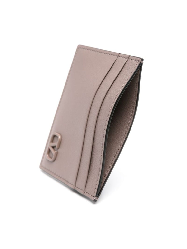 Grey Vlogo Signature Leather Card Holder