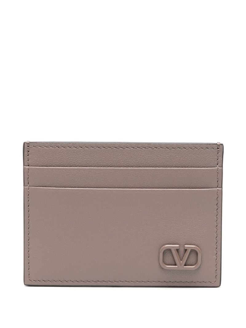 Grey Vlogo Signature Leather Card Holder