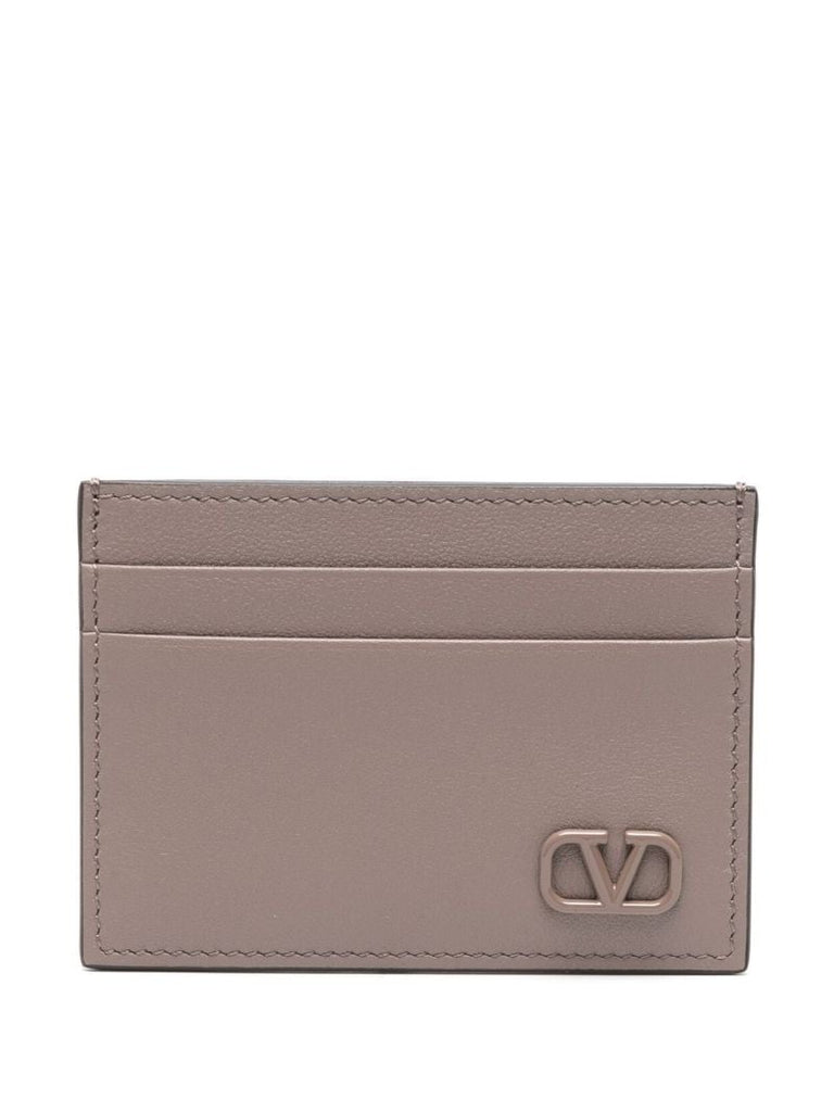 Grey Vlogo Signature Leather Card Holder