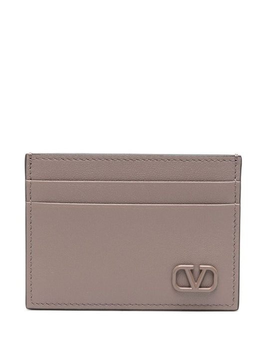 Grey Vlogo Signature Leather Card Holder