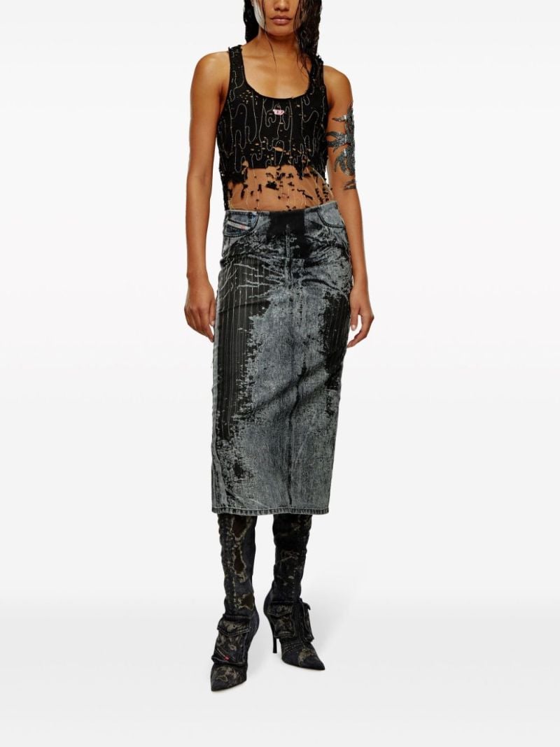 Black Distressed Tulle Tank Top