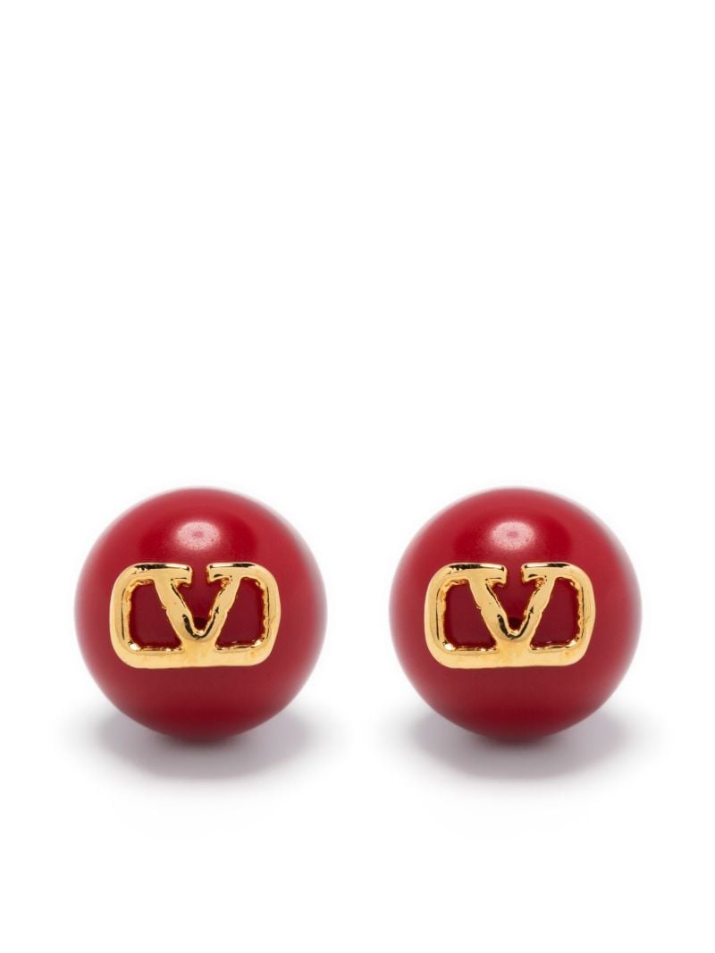 Red Vlogo Stud Earrings