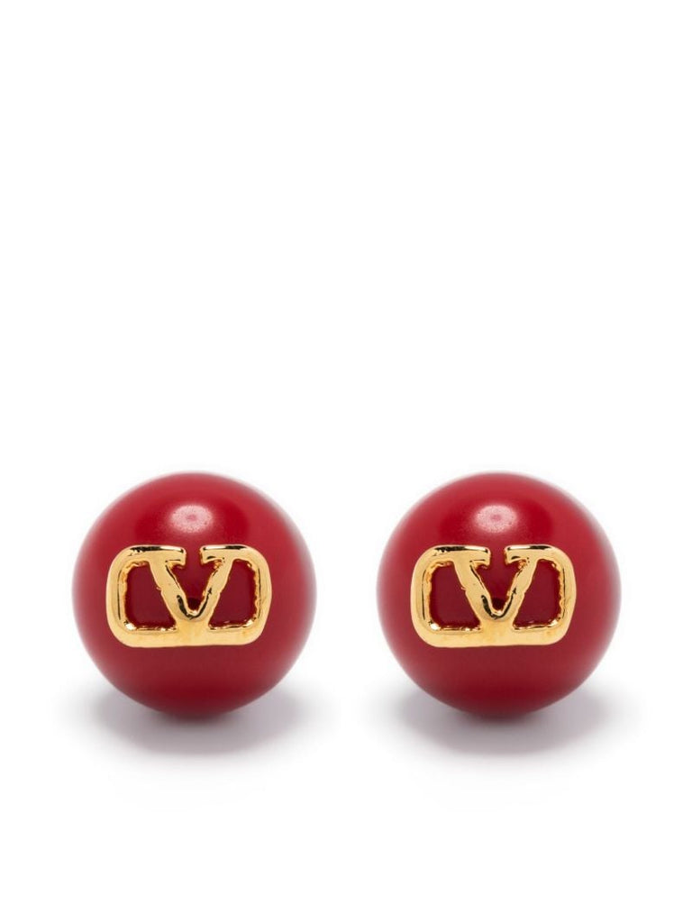 Red Vlogo Stud Earrings