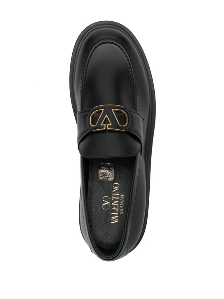 Black Vlogo Leather Loafers