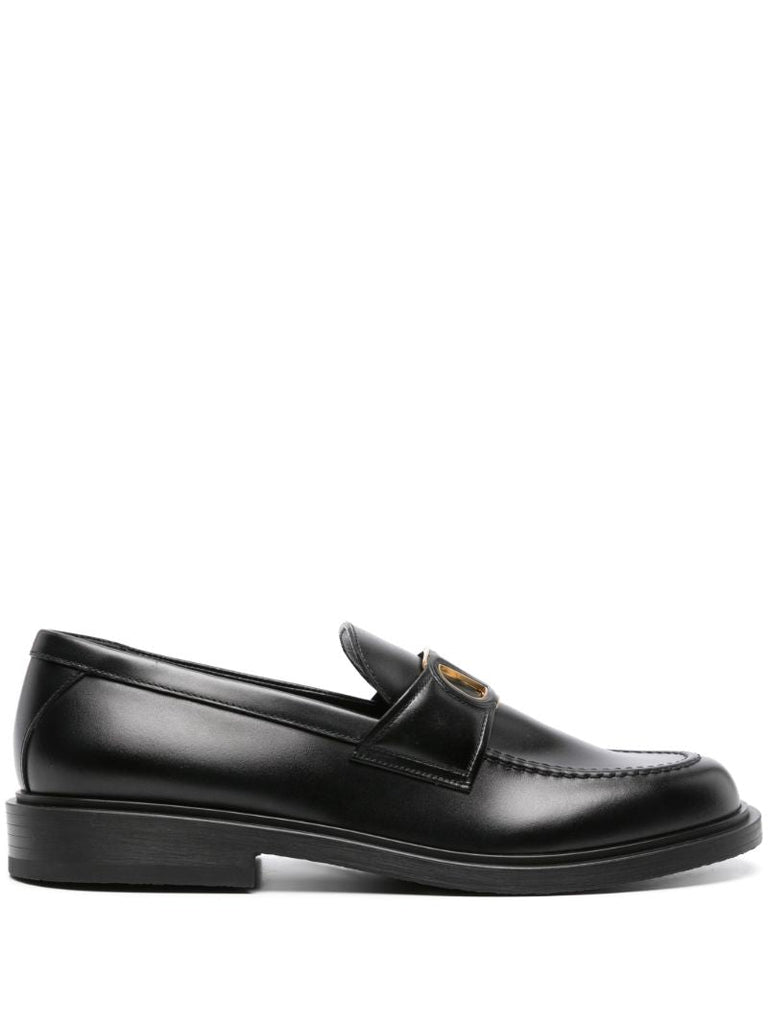 Black Vlogo Leather Loafers