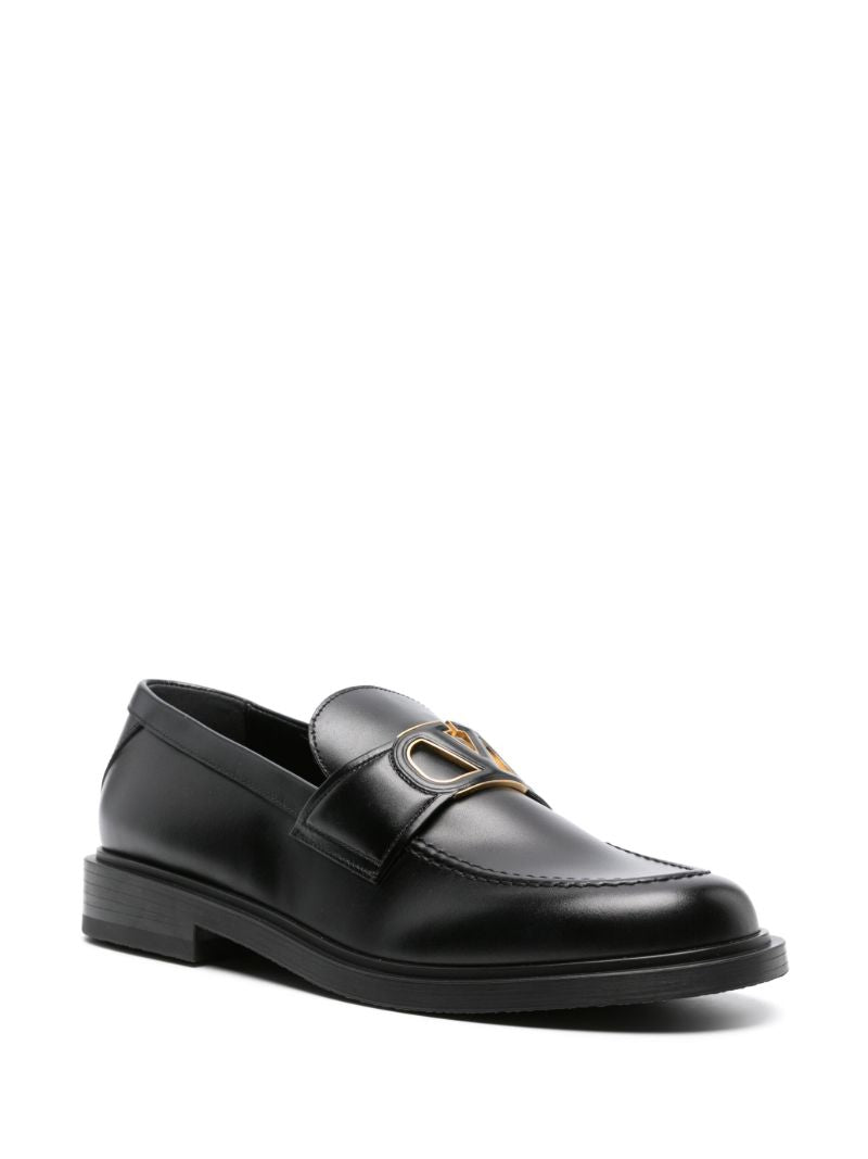 Black Vlogo Leather Loafers