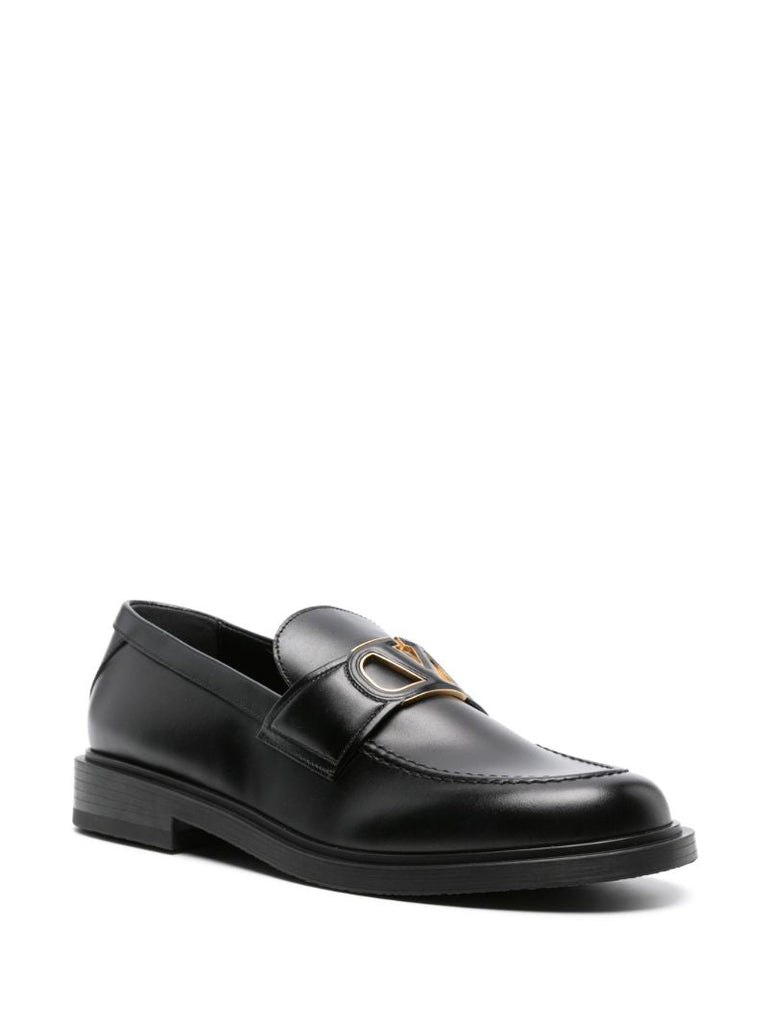 Black Vlogo Leather Loafers