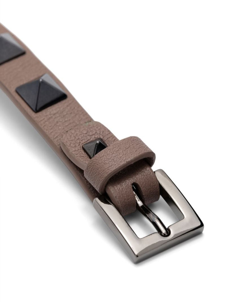 Brown Rockstud Leather Bracelet