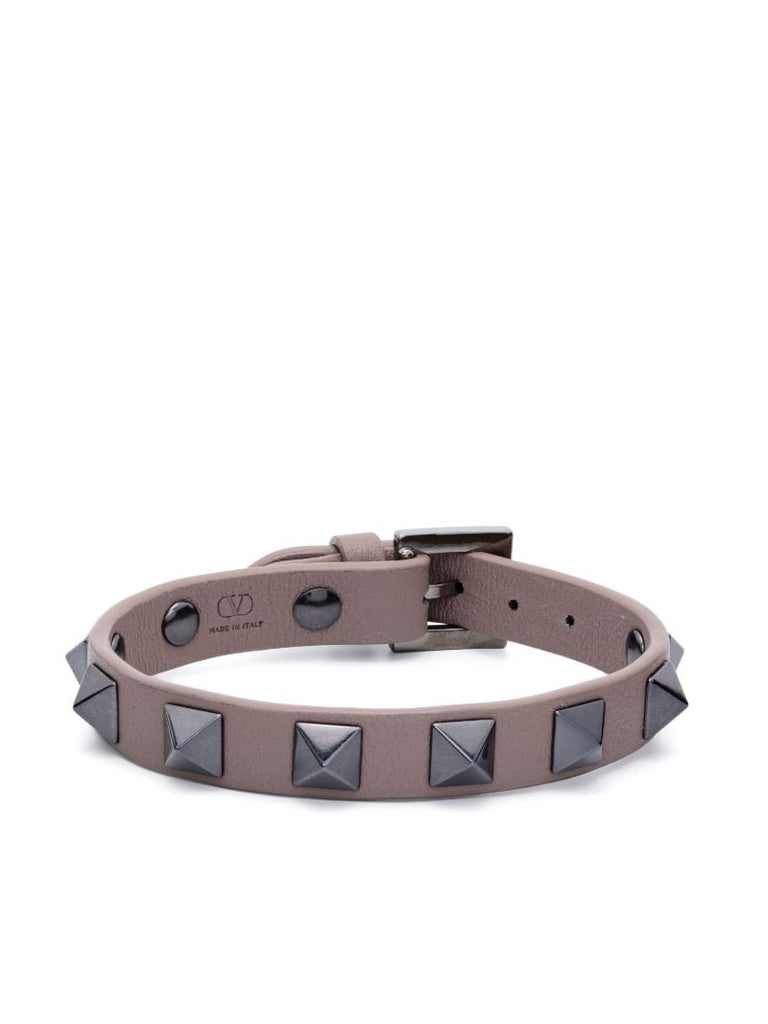 Brown Rockstud Leather Bracelet