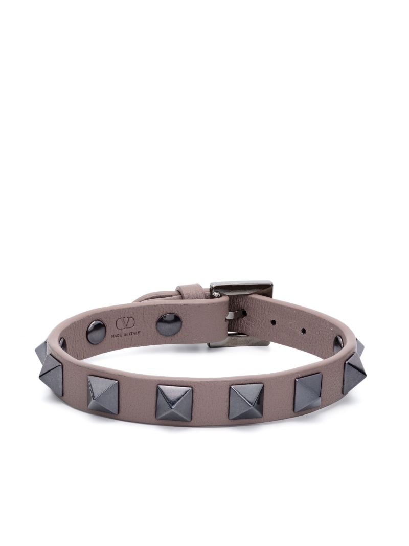 Brown Rockstud Leather Bracelet