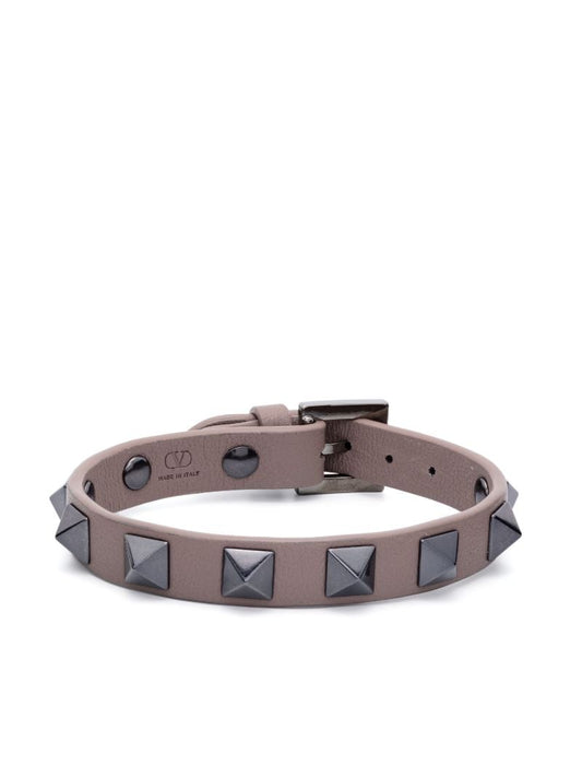 Brown Rockstud Leather Bracelet