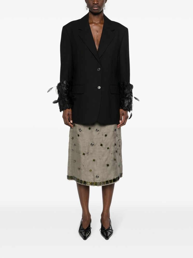 Brown Crystal-embellished Silk Midi Skirt