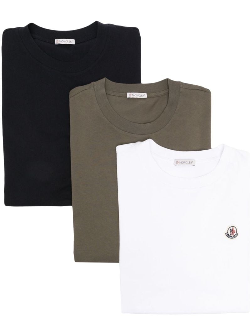 White Logo-appliquÃ_x0083_Â© Cotton T-shirts Set