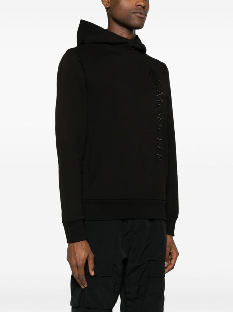 Black Logo-embroidered Cotton Hoodie