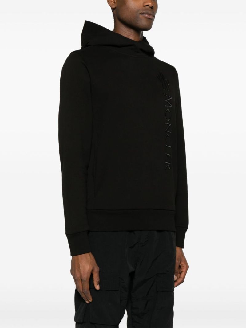 Black Logo-embroidered Cotton Hoodie