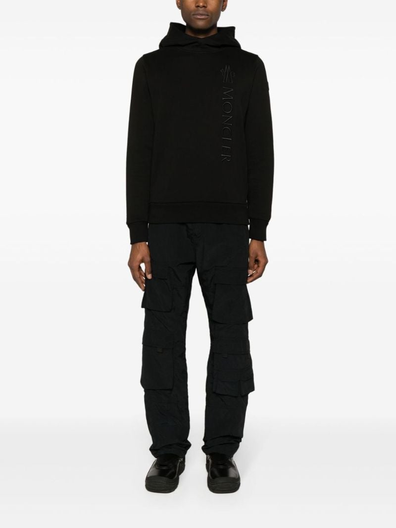 Black Logo-embroidered Cotton Hoodie