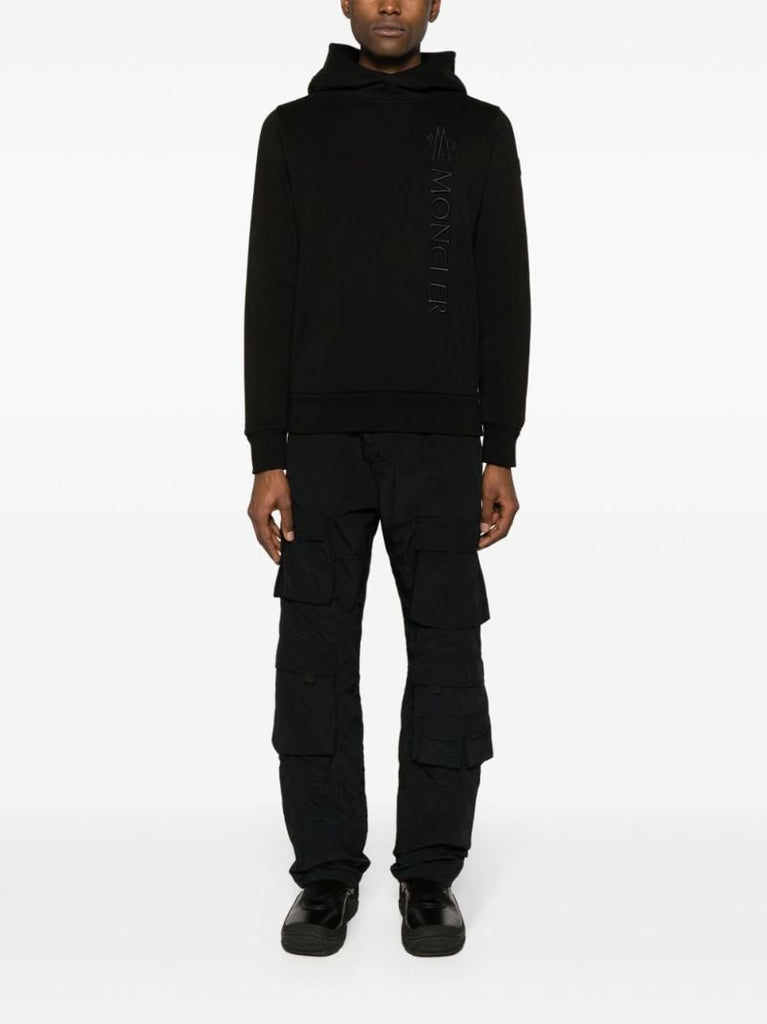 Black Logo-embroidered Cotton Hoodie