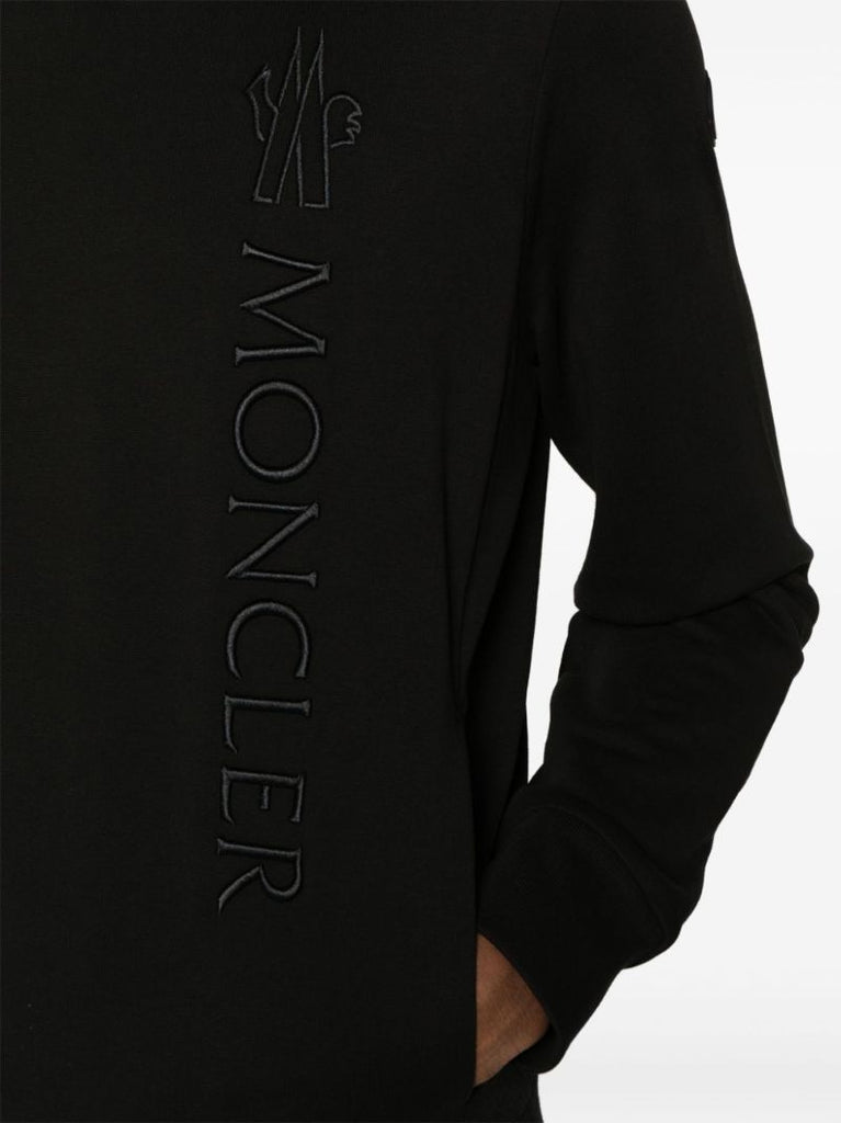 Black Logo-embroidered Cotton Hoodie