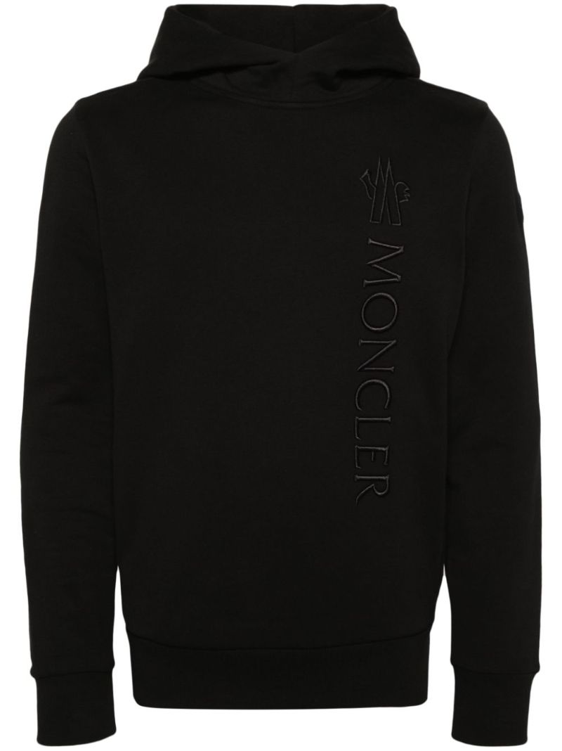Black Logo-embroidered Cotton Hoodie