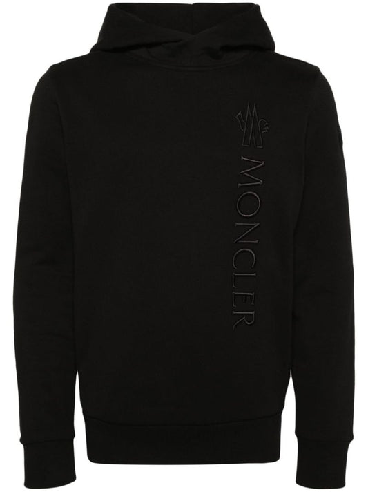 Black Logo-embroidered Cotton Hoodie