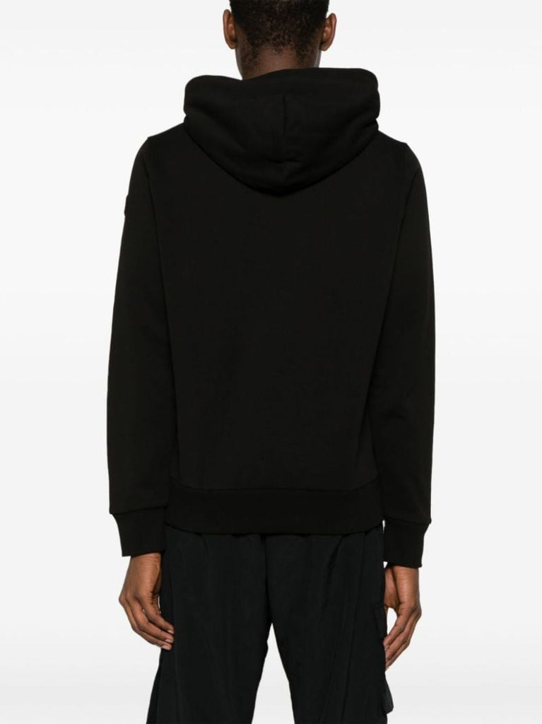 Black Logo-embroidered Cotton Hoodie